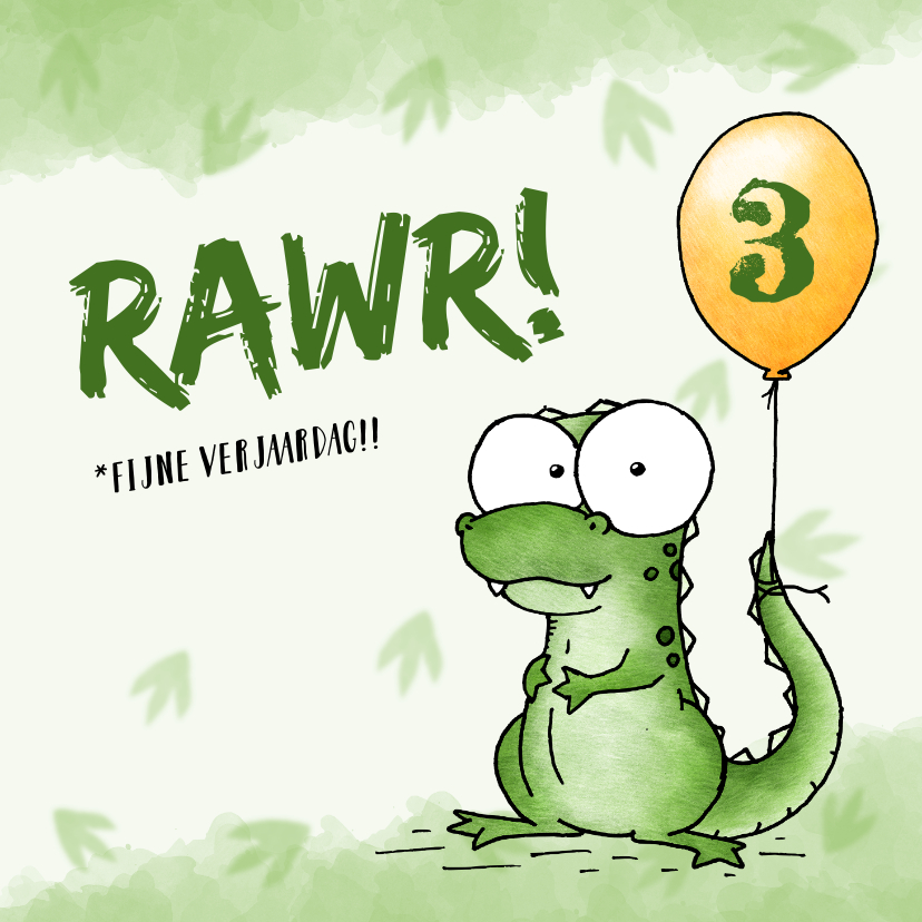 Verjaardagskaarten - Verjaardagsfelicitatie dino rawr fijne verjaardag