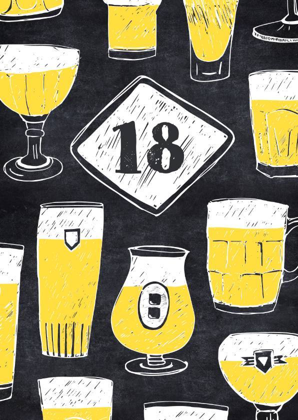 Verjaardagskaarten - Verjaardagskaart 18 jaar bier