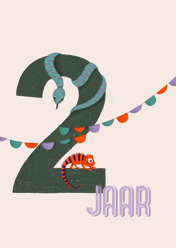 Verjaardagskaarten - Verjaardagskaart - 2 jaar feestdieren