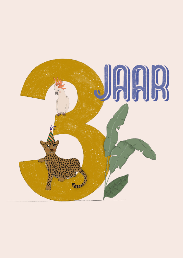 Verjaardagskaarten - Verjaardagskaart - 3 jaar feestdieren