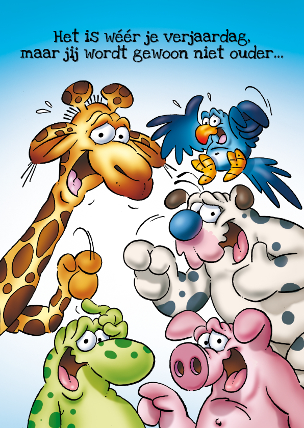 Verjaardagskaart 39 groep dieren - Verjaardagskaarten Verjaardagskaarten - Verjaardagskaart 39 groep dieren