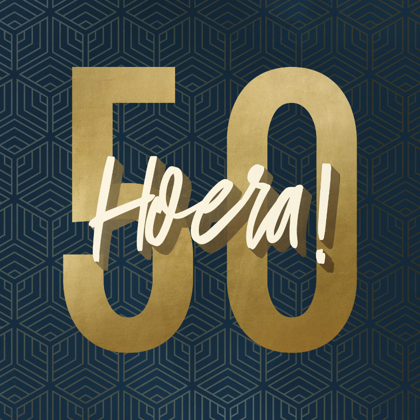 Verjaardagskaart 50 geometrisch hoera - Verjaardagskaarten Verjaardagskaarten - Verjaardagskaart 50 geometrisch hoera