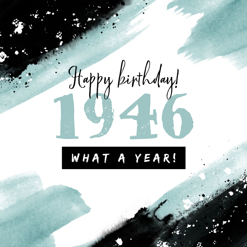 Verjaardagskaarten - Verjaardagskaart 80 jaar 1946 stoer kunst verf
