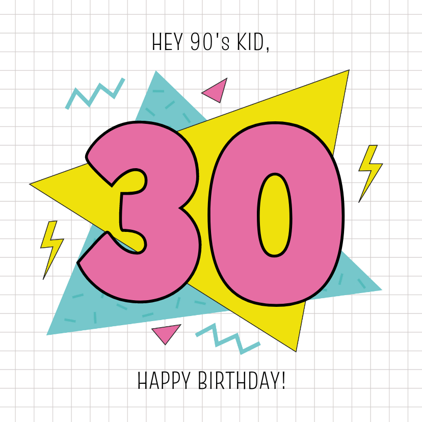 Verjaardagskaarten - Verjaardagskaart 90's kid retro stijl