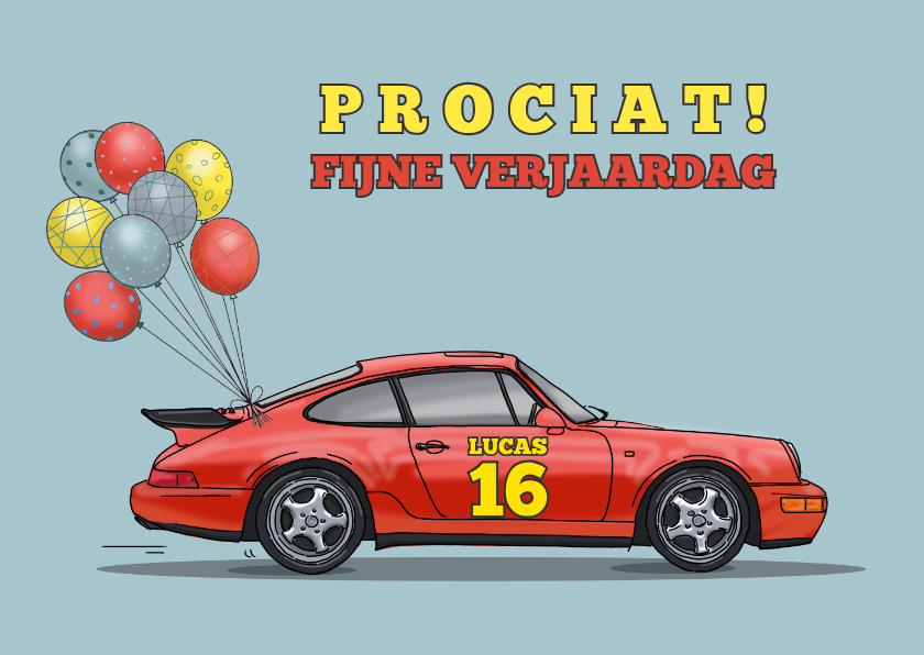 Verjaardagskaart auto Porsch rood - Verjaardagskaarten Verjaardagskaarten - Verjaardagskaart auto Porsch rood