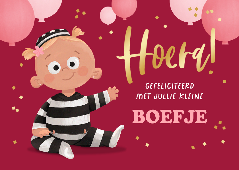 Verjaardagskaarten - Verjaardagskaart baby meisje kind boefje 1 jaar grappig