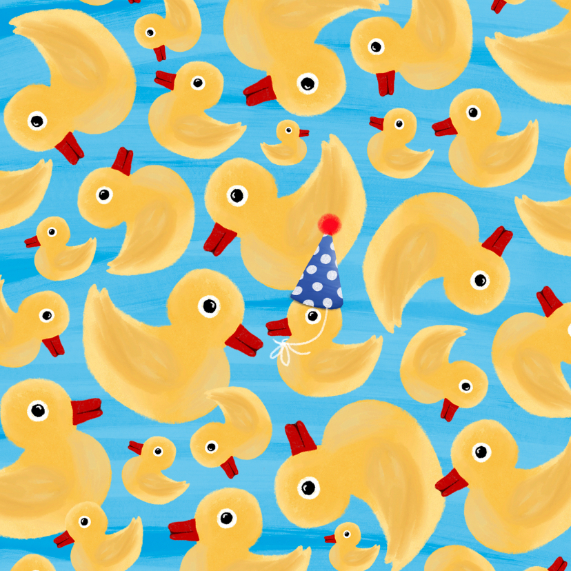 Verjaardagskaart badeendjes 'Er is er eendje jarig' - Verjaardagskaarten Verjaardagskaarten - Verjaardagskaart badeendjes 'Er is er eendje jarig'