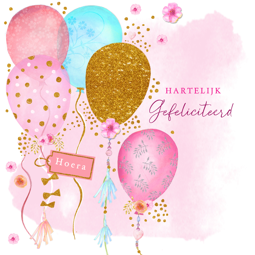 Verjaardagskaart ballonnen glitter - Verjaardagskaarten Verjaardagskaarten - Verjaardagskaart ballonnen glitter