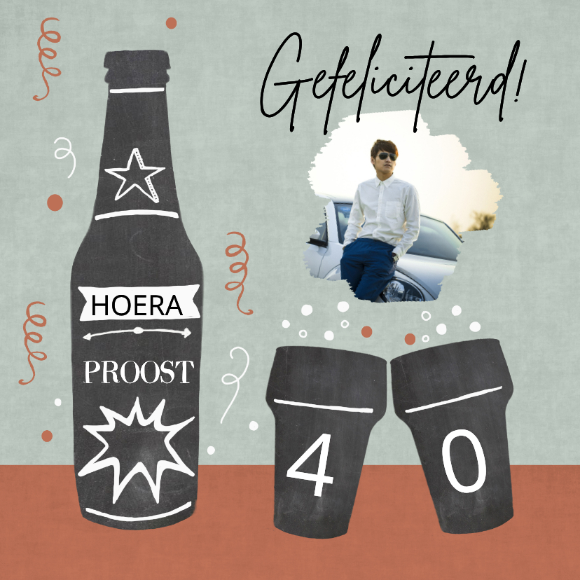Verjaardagskaarten - Verjaardagskaart bier krijtbord man