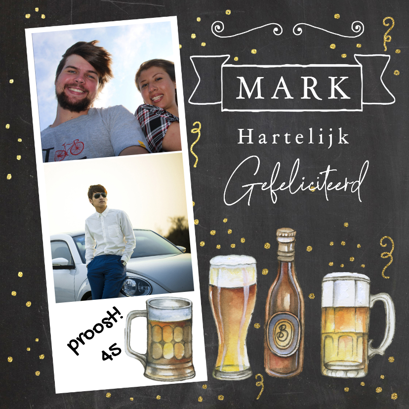 Verjaardagskaarten - Verjaardagskaart bier op krijtbord