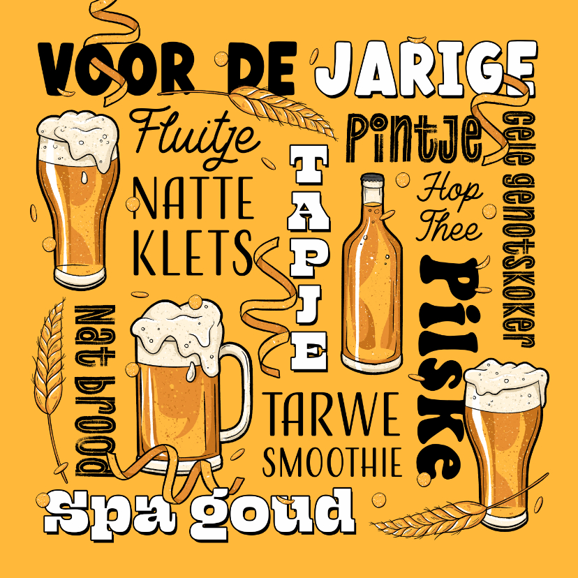 Verjaardagskaarten - Verjaardagskaart bier stoer humor man typografie