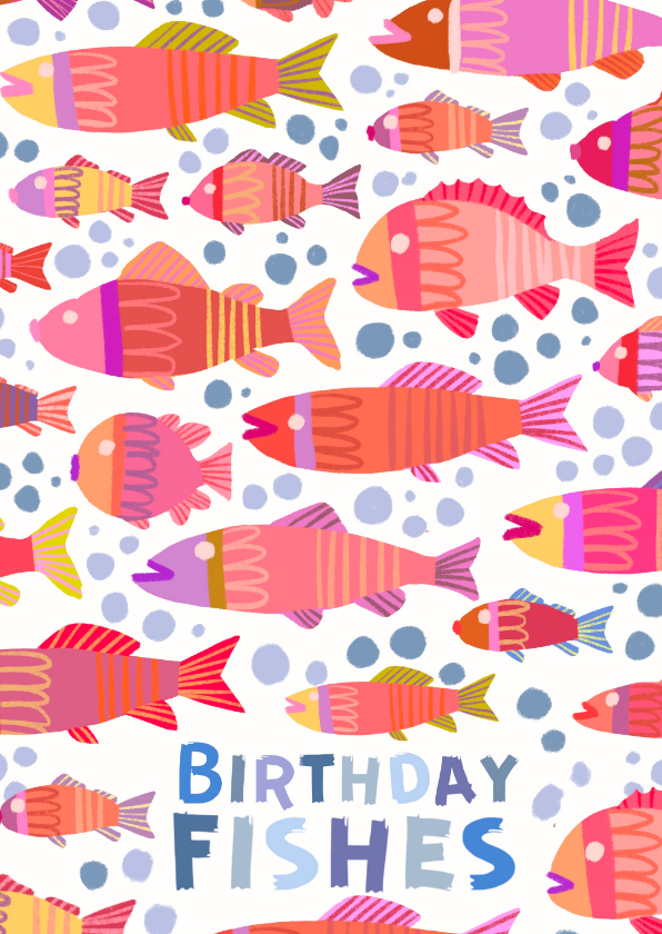 Verjaardagskaarten - Verjaardagskaart birthday fishes kleurrijk rechthoekig