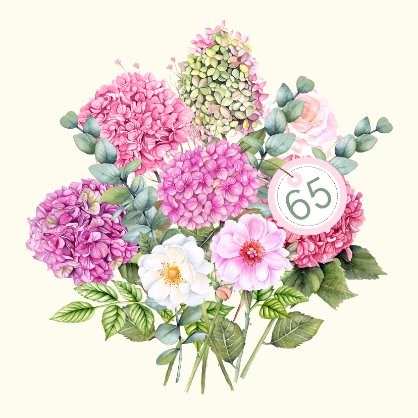 Verjaardagskaarten - Verjaardagskaart bloemen met label