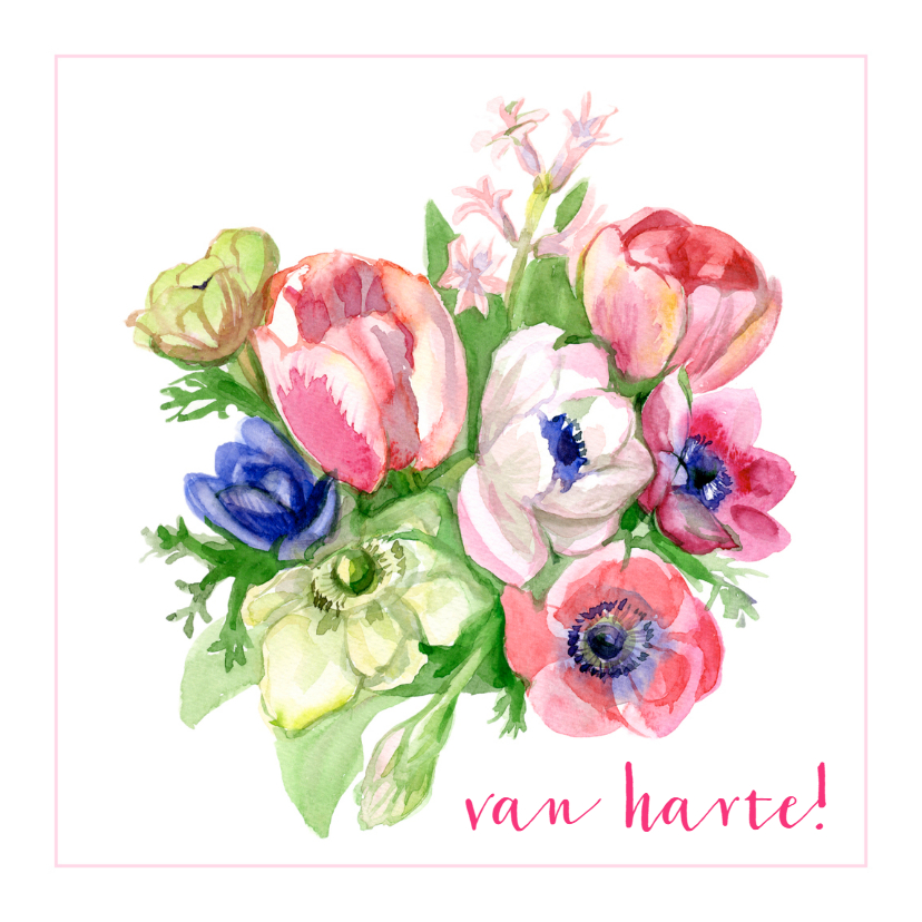 Verjaardagskaart Bloemen Van Harte - Verjaardagskaarten Verjaardagskaarten - Verjaardagskaart Bloemen Van Harte
