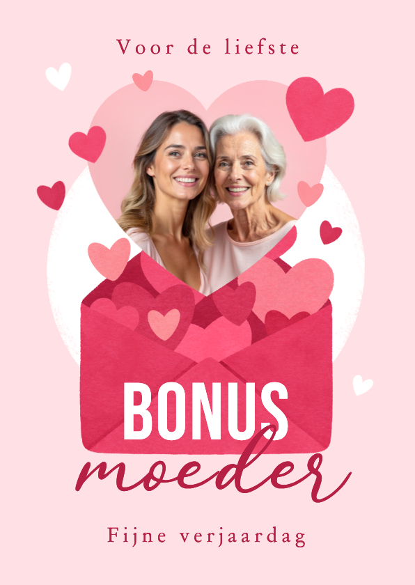 Verjaardagskaarten - Verjaardagskaart bonusmoeder liefs uit envelop 
