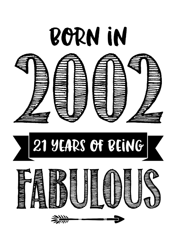 Verjaardagskaarten - Verjaardagskaart born in 2003 - 21 years of being fabulous
