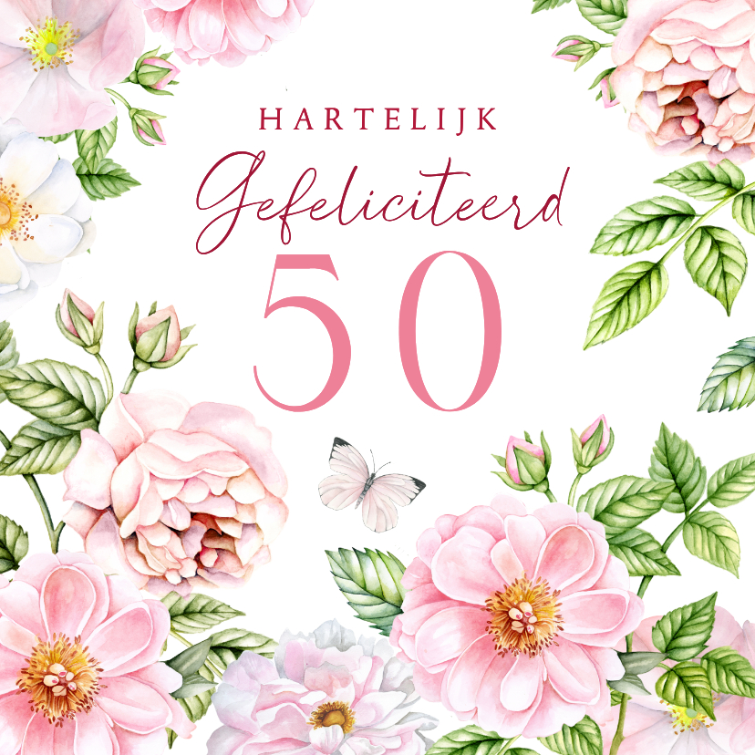 Verjaardagskaarten - Verjaardagskaart botanische rozen 