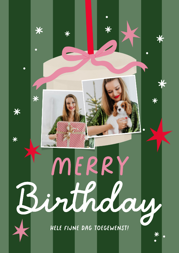 Verjaardagskaarten - Verjaardagskaart cadeau sterren kerst merry birthday