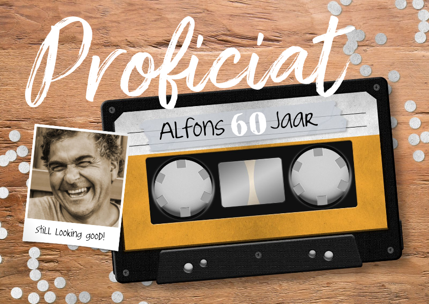 Verjaardagskaarten - Verjaardagskaart cassette tape muziek 60 jaar retro