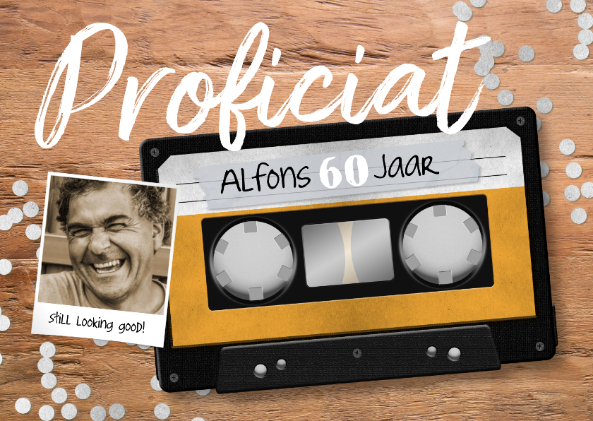 Verjaardagskaarten - Verjaardagskaart cassette tape muziek 60 jaar retro