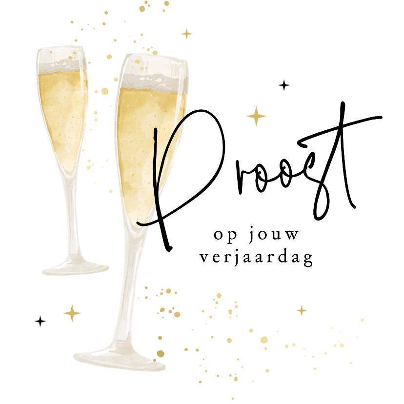 Verjaardagskaart champagne proost op jouw verjaardag - Verjaardagskaarten Verjaardagskaarten - Verjaardagskaart champagne proost op jouw verjaardag