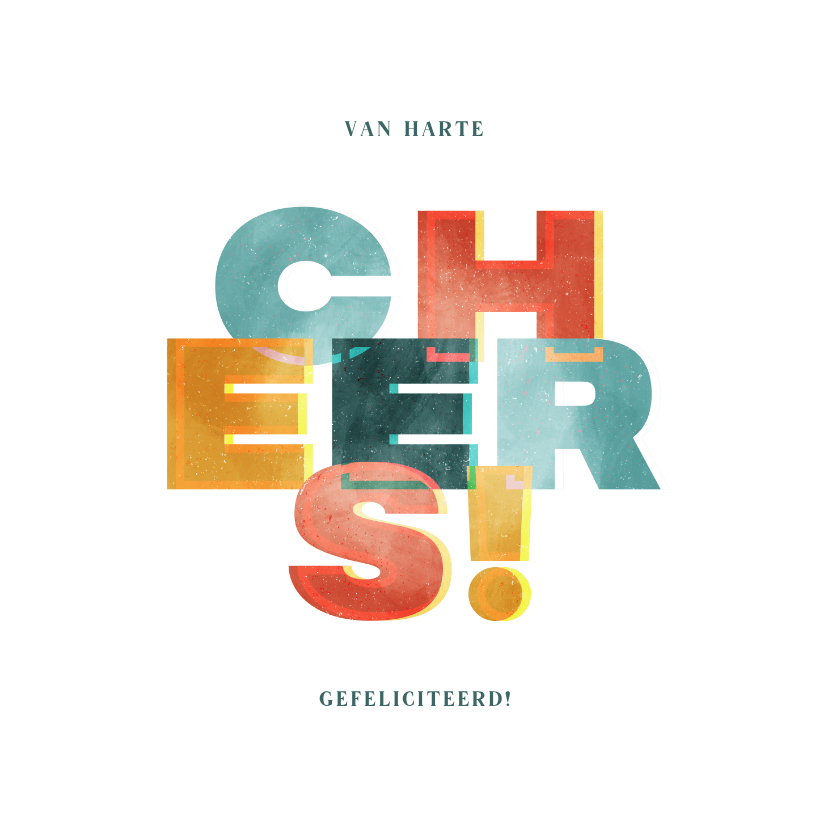 Verjaardagskaart cheers typografisch - Verjaardagskaarten Verjaardagskaarten - Verjaardagskaart cheers typografisch