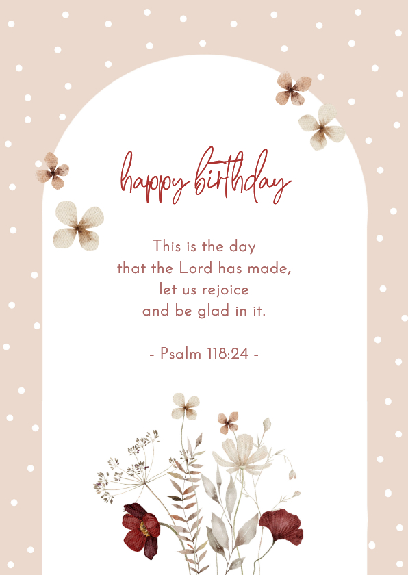 Verjaardagskaarten - Verjaardagskaart christelijk boog bloemen
