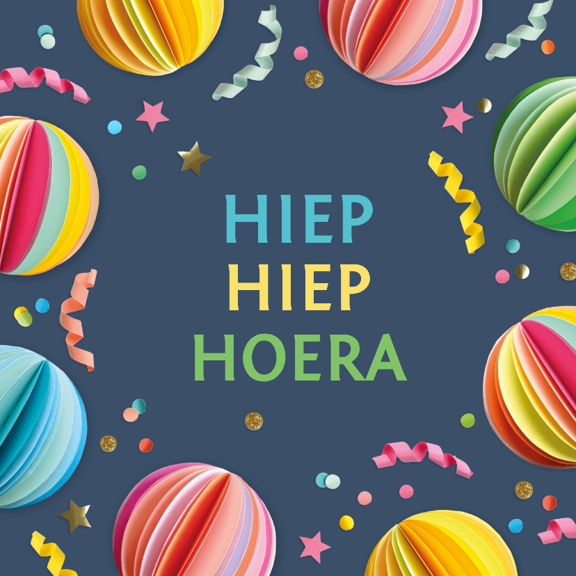 Verjaardagskaarten - Verjaardagskaart confetti en ponpons