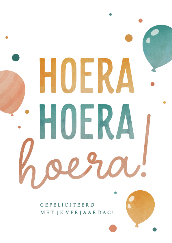 Verjaardagskaarten - Verjaardagskaart driemaal hoera
