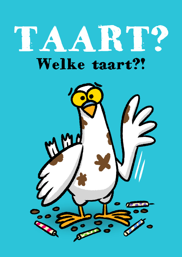 Verjaardagskaart duif eet taart op! Welke taart?! - Verjaardagskaarten Verjaardagskaarten - Verjaardagskaart duif eet taart op! Welke taart?!