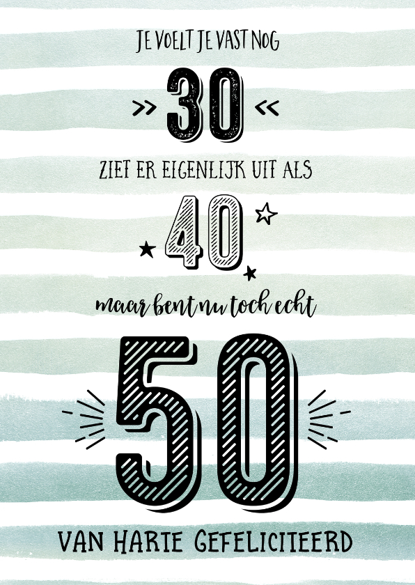 Beste Verjaardagskaart echt 50 aquarelstrepen | Kaartje2go BZ-82