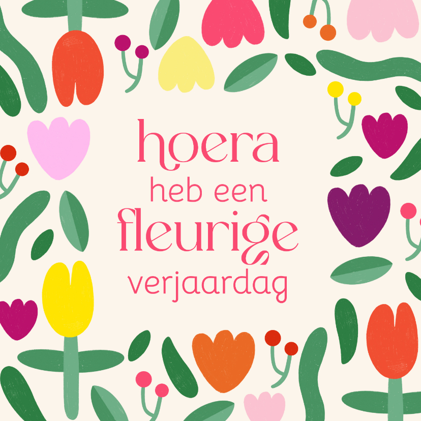 Verjaardagskaarten - Verjaardagskaart een fleurige verjaardag bloemen