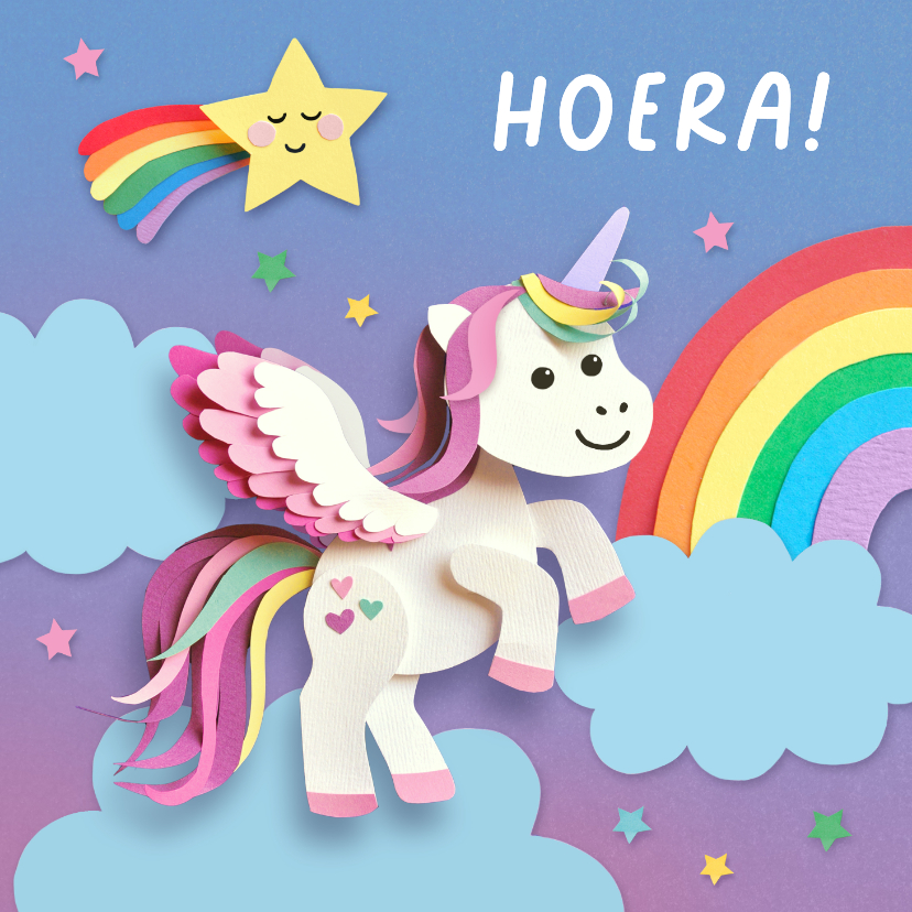 Verjaardagskaarten - Verjaardagskaart eenhoorn magische verjaardag
