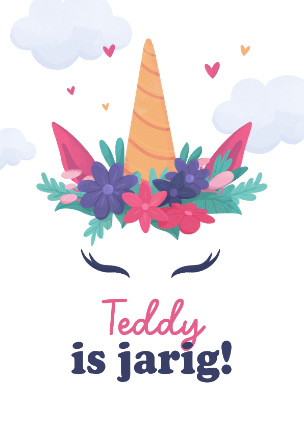 Verjaardagskaarten - Verjaardagskaart eenhoorn unicorn meisje hip vrolijk