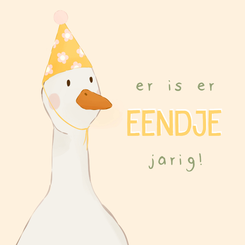 Verjaardagskaart er is er eendje jarig met illustratie eend - Verjaardagskaarten Verjaardagskaarten - Verjaardagskaart er is er eendje jarig met illustratie eend