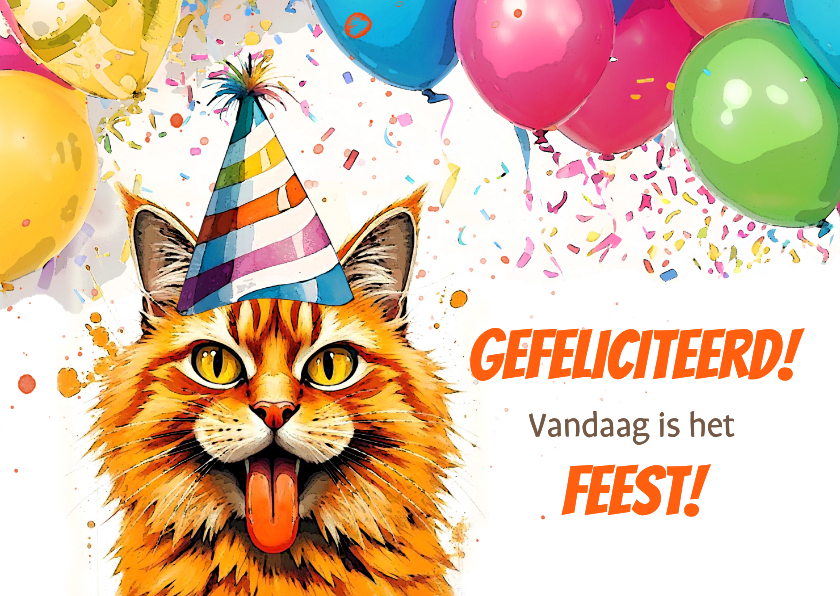 Verjaardagskaarten - Verjaardagskaart feest met kater