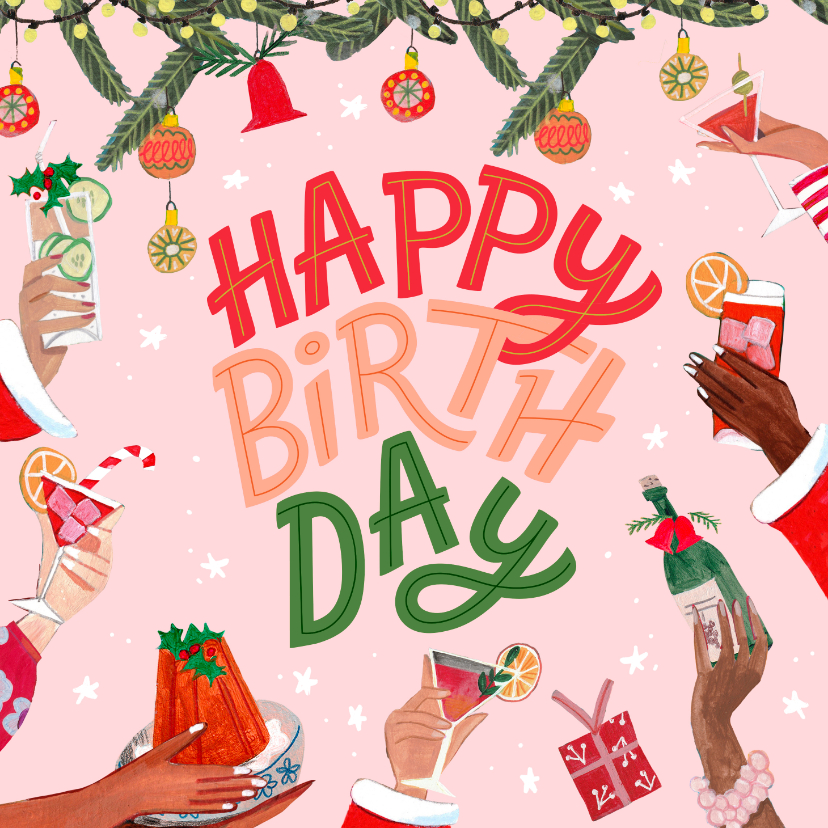 Verjaardagskaart feestelijke cocktails - Verjaardagskaarten Verjaardagskaarten - Verjaardagskaart feestelijke cocktails