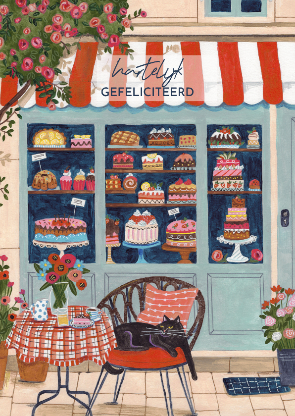 Verjaardagskaarten - Verjaardagskaart feestelijke verjaardag bij de bakker
