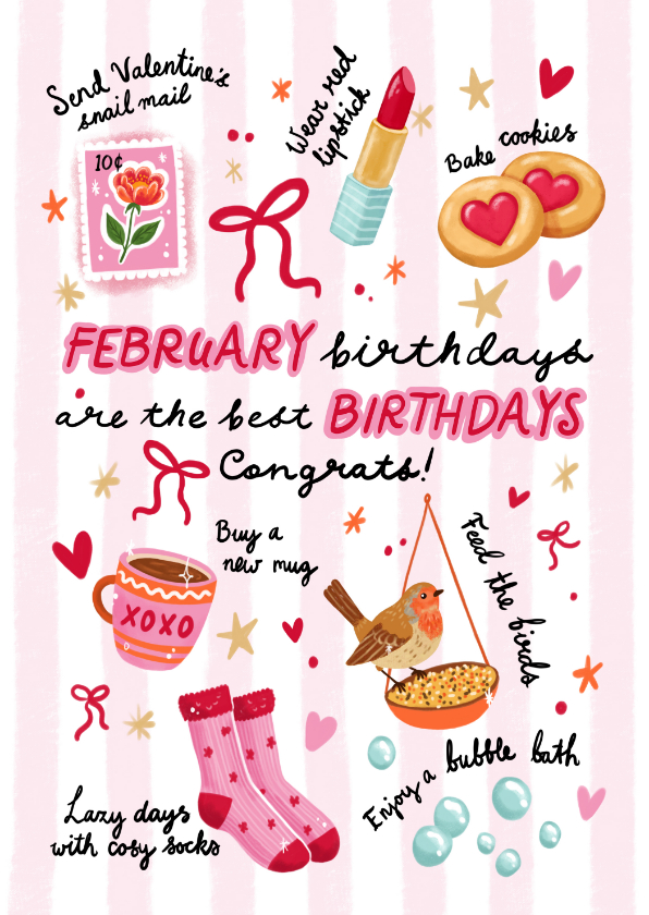 Verjaardagskaart felicitatie februari valentijn vrouw meisje - Verjaardagskaarten Verjaardagskaarten - Verjaardagskaart felicitatie februari valentijn vrouw meisje