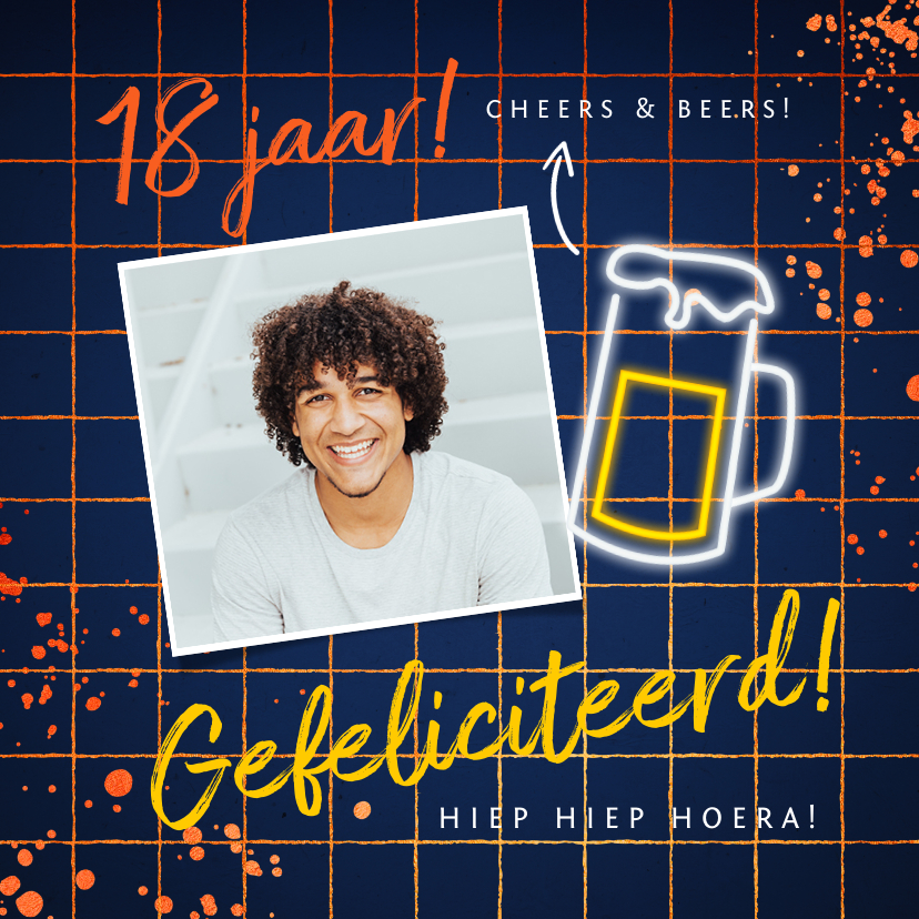 Verjaardagskaarten - verjaardagskaart felicitatie hip feestje bier neon