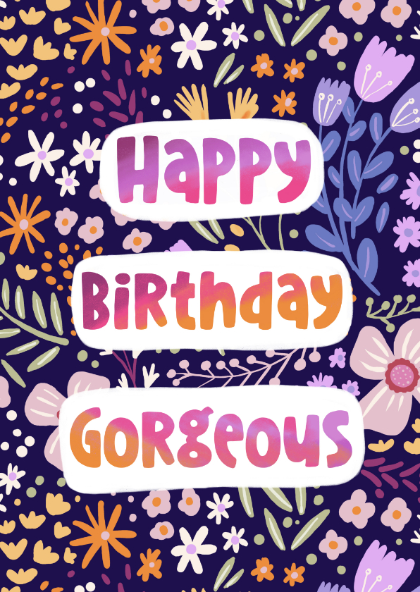 Verjaardagskaarten - Verjaardagskaart felicitatie meisje vrouw kleurrijk bloemen 