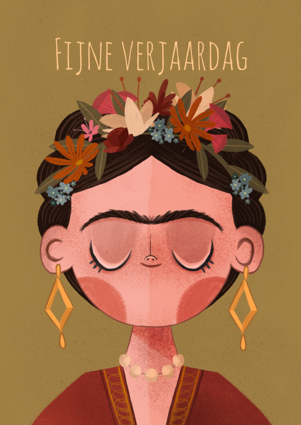 Verjaardagskaart Frida Kahlo - Verjaardagskaarten Verjaardagskaarten - Verjaardagskaart Frida Kahlo