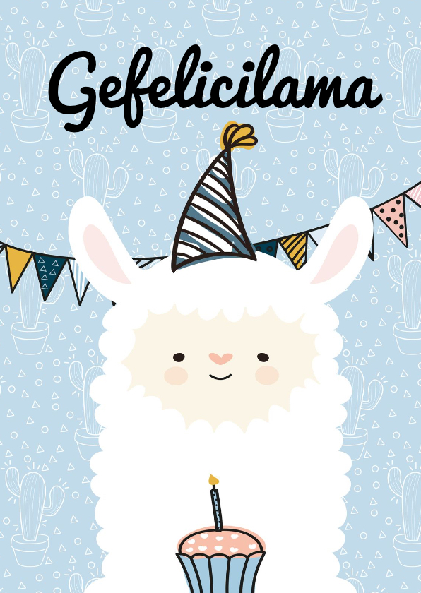 Verjaardagskaart gefelicilama - Verjaardagskaarten Verjaardagskaarten - Verjaardagskaart gefelicilama
