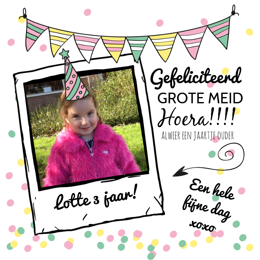 Verjaardagskaart gefeliciteerd grote meid - Verjaardagskaarten Verjaardagskaarten - Verjaardagskaart gefeliciteerd grote meid