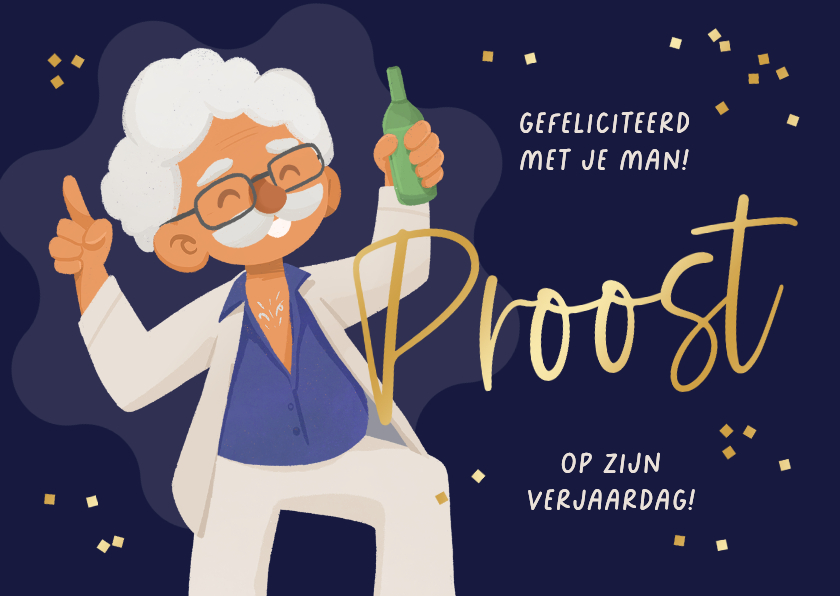 Verjaardagskaart gefeliciteerd man oud grappig bier confetti - Verjaardagskaarten Verjaardagskaarten - Verjaardagskaart gefeliciteerd man oud grappig bier confetti