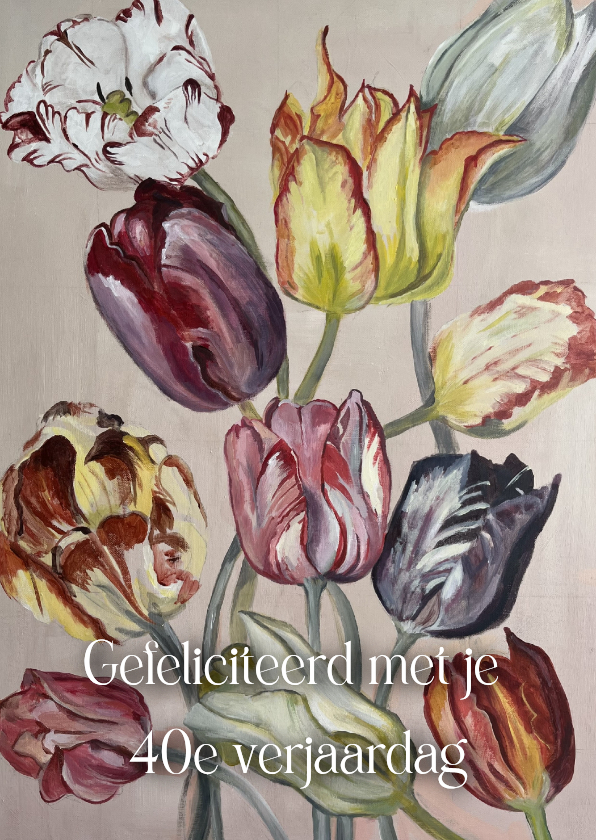 Verjaardagskaarten - Verjaardagskaart geschilderde tulpen