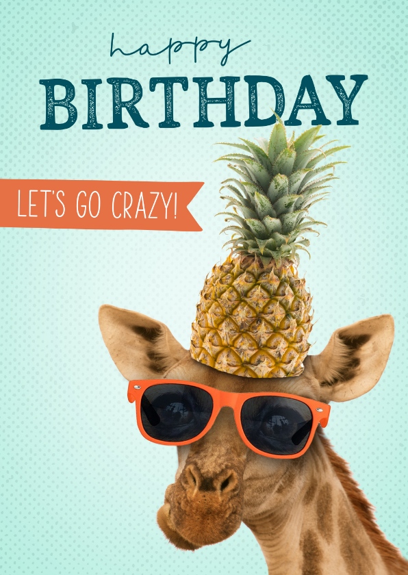 Verjaardagskaarten - Verjaardagskaart giraf ananas