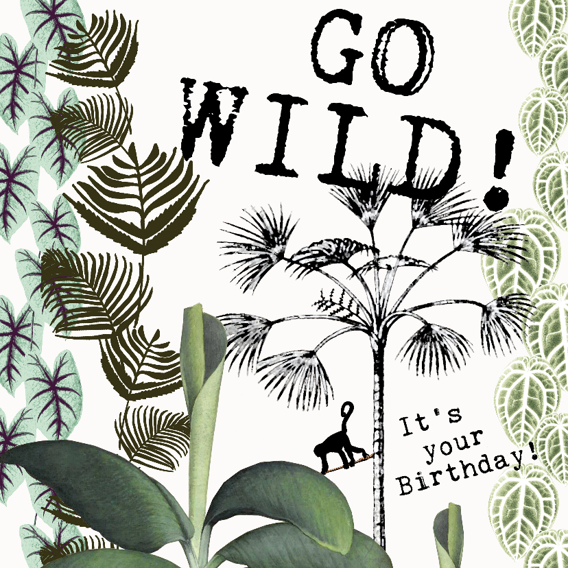 Verjaardagskaart 'GO WILD, IT'S YOUR BIRTHDAY' - Verjaardagskaarten Verjaardagskaarten - Verjaardagskaart 'GO WILD, IT'S YOUR BIRTHDAY'