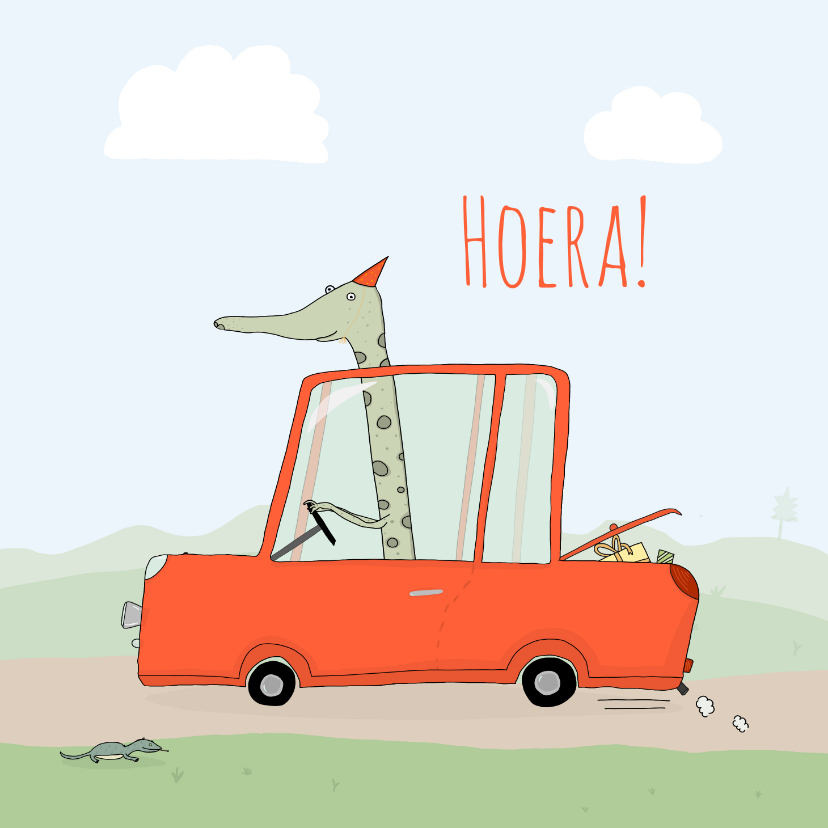 Verjaardagskaart grappig auto'tje! - Verjaardagskaarten Verjaardagskaarten - Verjaardagskaart grappig auto'tje!