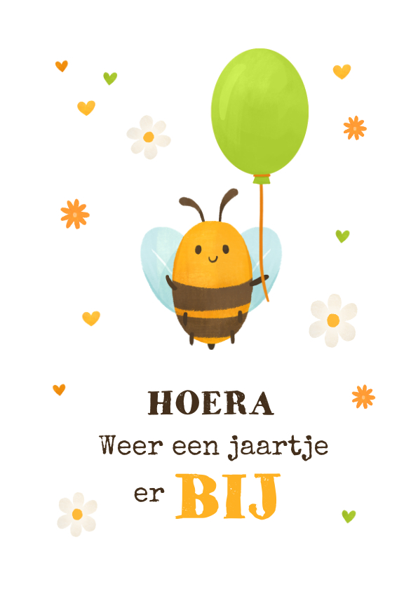 Verjaardagskaart grappig bijtje ballon bloemen dieren - Verjaardagskaarten Verjaardagskaarten - Verjaardagskaart grappig bijtje ballon bloemen dieren